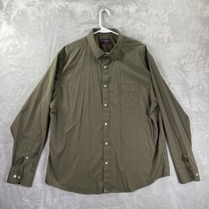UNTUCKit Shirt men's XXL Button Up Long Sleeve Performance Army Green Casual 2XL